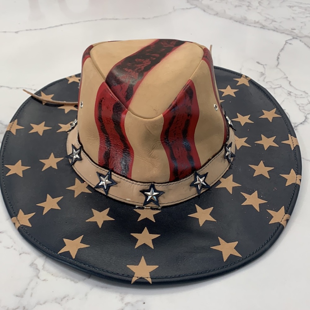 Genuine Bullhide‎ U. S. Flag Hat. Size M - Picture 12 of 16